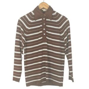 Booth bay Tommy Sator Women's Vintage Striped 1/4 Button Up Polo Size 38